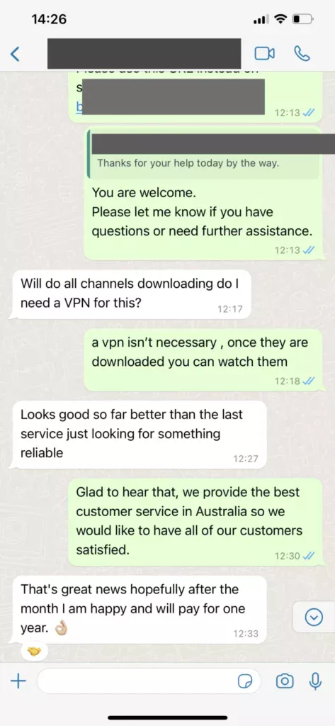 WhatsApp Customer Review